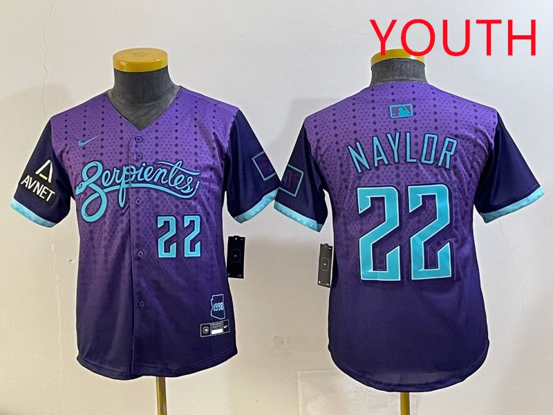 Youth 2025 Arizona Diamondback #22 Naylor Purple Joint Name Nike MLB Jersey style 6